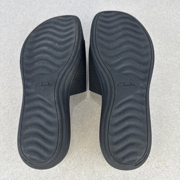 Women’s Clarks Cloud Steppers Drift Twist Black Sandals Slip On Size 7 - Picture 10 of 10